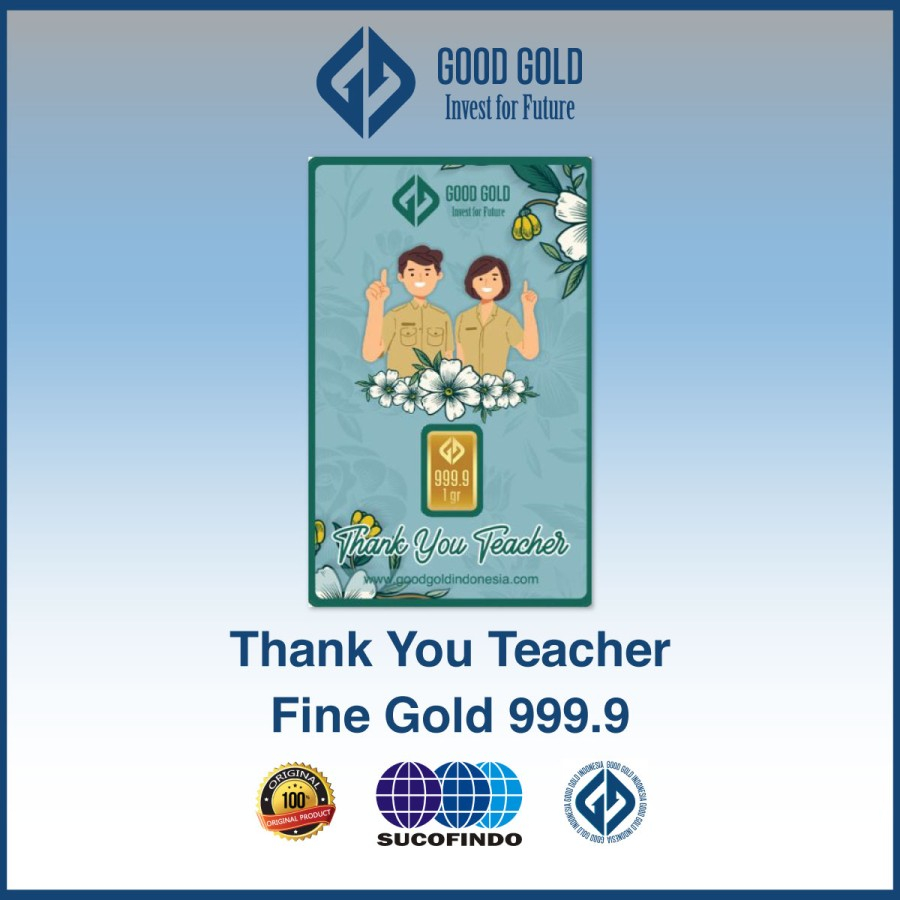 Good Gold LM Logam Mulia Kado Emas Murni 0.1 gr - Thank You Teacher