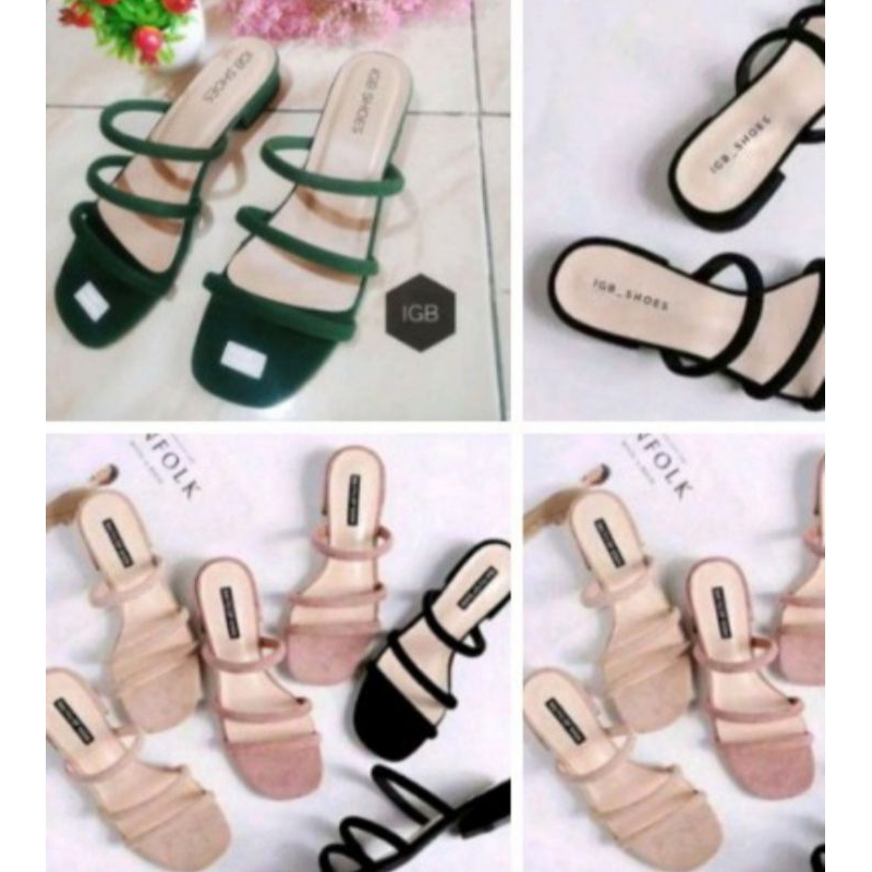 hels hak tahu 3cm sandal wanita teplek hak yoan sandal slop AFC ban3 hak chunky SANDAL ANDIN