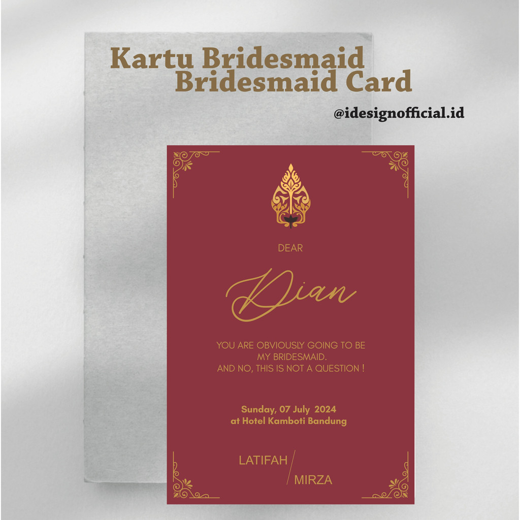 Kartu Bridesmaid / Bridesmaid Card