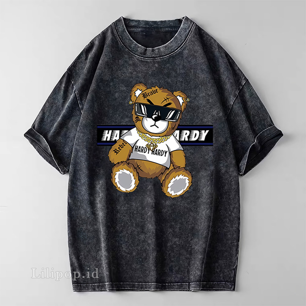 Kaos Baju Wash Tshirt HARDY BEAR Wanita Pria Stone wash Baju Distro Basic Lengan Pendek unisex