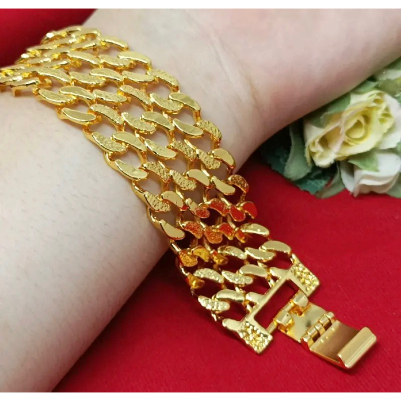 Gelang 3 rantai dubai lapis emas 24k