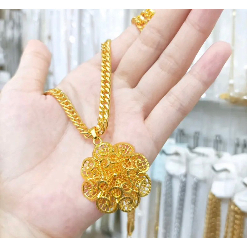 Kalung dubai dan liontin lapis emas 24k