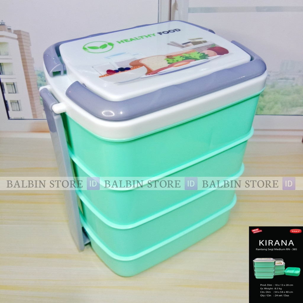 RANTANG SEGI MEDIUM EMPAT SUSUN HEALTHY FOOD - WARNA TOSCA DAN PINK - C.O.D ( BAYAR DI TEMPAT ) BALBIN STORE