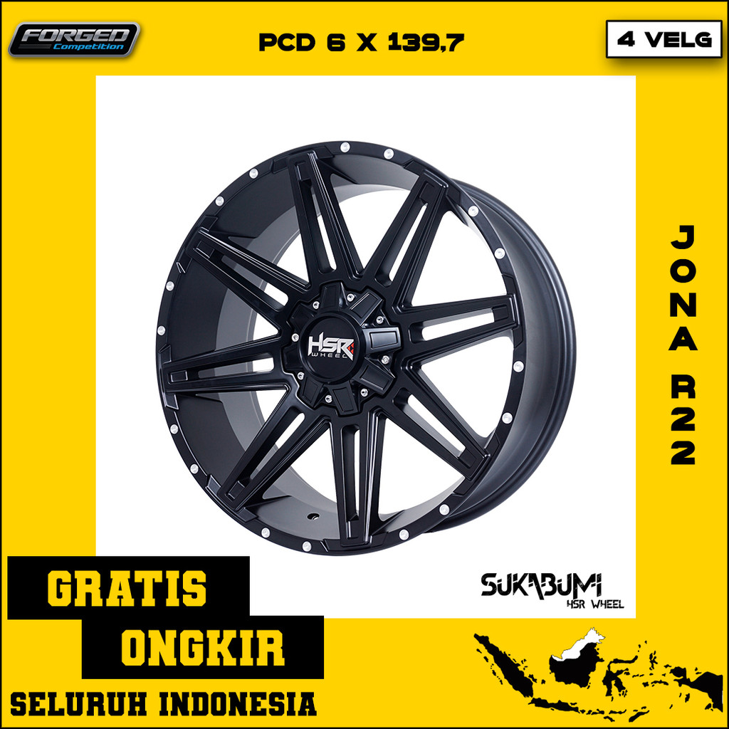 Velg Mobil Pajero, Fortuner, Ranger, Everest, dll HSR Jona Ring 22 PCD 6x139,7 | Free Ongkir