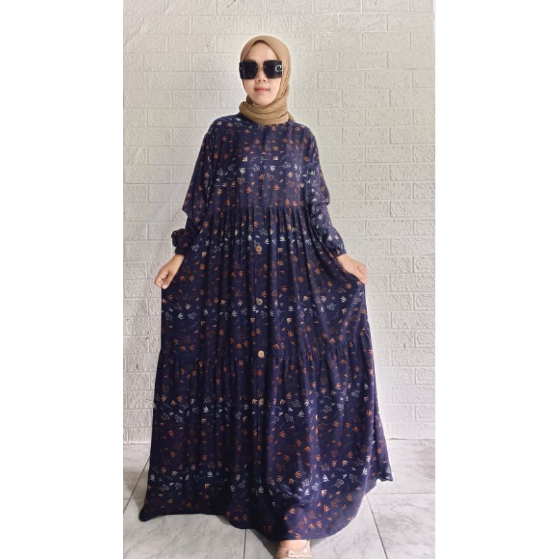 Gamis Babydoll Rayon viscose motip_ Adem lmbut ORI