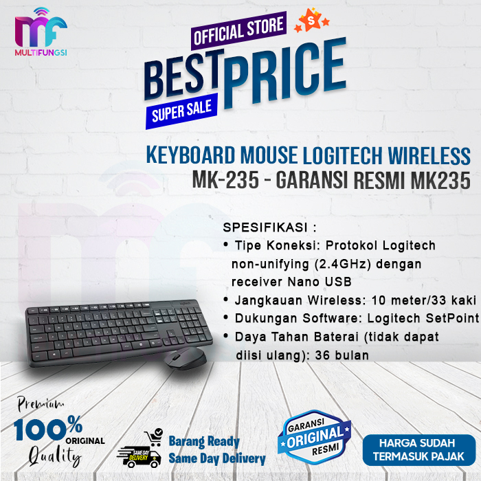 Keyboard Mouse LOGITECH Wireless MK235 - Garansi Resmi MK-235