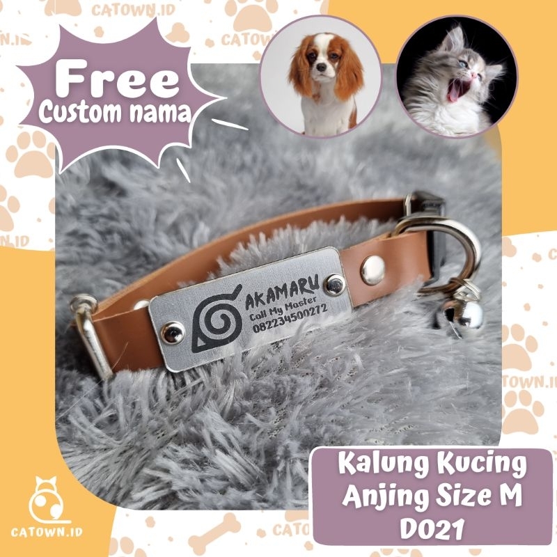 D021Medium-Kalung Anjing Custom Nama Medium Kalung Kucing Jumbo Custom Nama Tulisan Maincoon Kucing Ukuran Besar Kalung Kucing Kalung Anjing Kucing Naruto Konoha 4kg catown.id