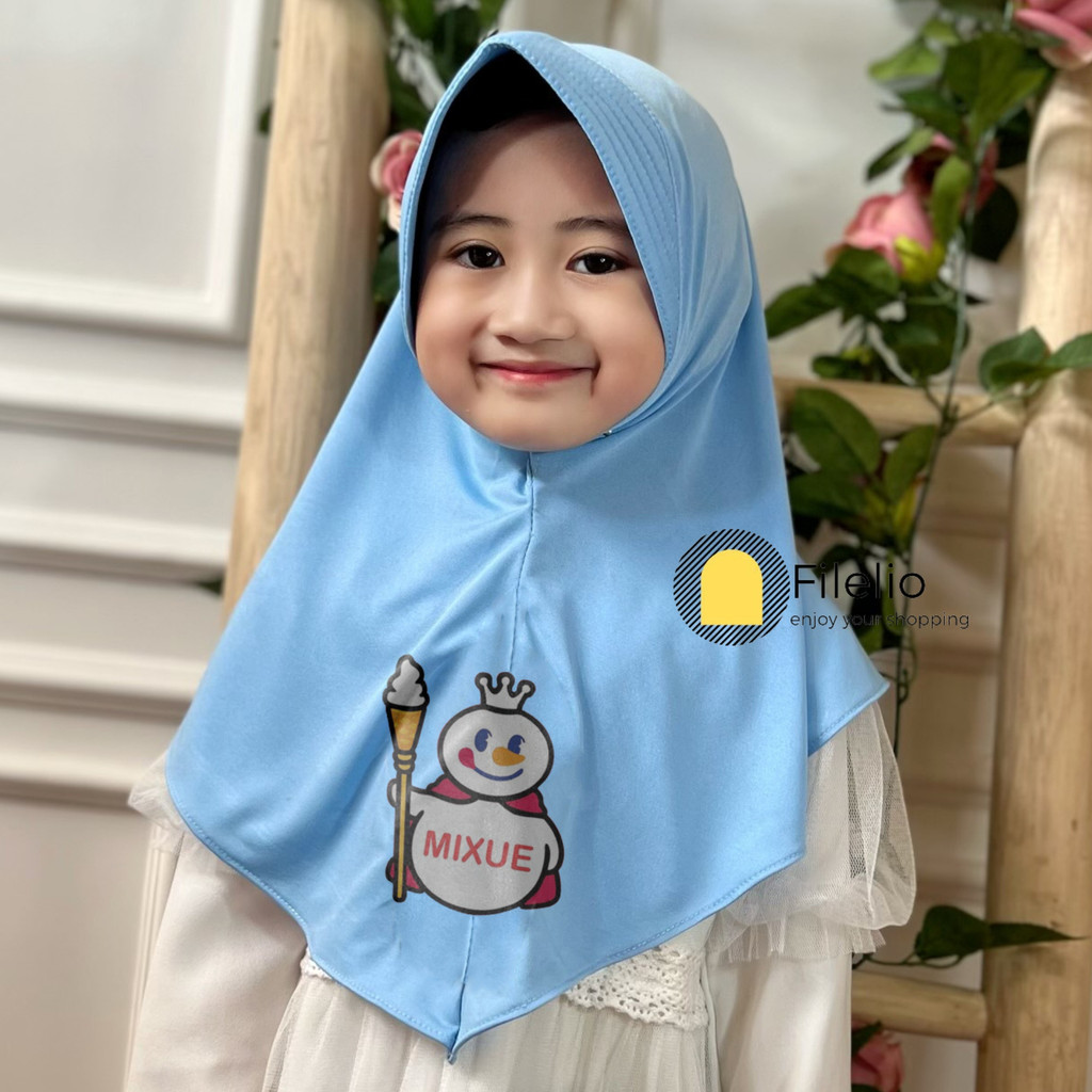 Hijab Anak TK Mixue Ice Cream Usia 4-7 tahun / Jilbab Anak Mixue Terbaru / Kerudung Anak Perempuan