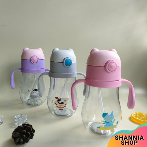 H9006 Botol Air Minum Anak Gagang My Bottle Sedotan Karakter Imut Lucu 450ML