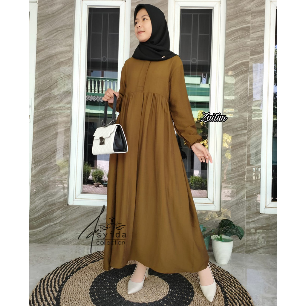 Gamis Dress Basic Pollo Linen Zunaira Terbaru Dan Termurah By Arsyida