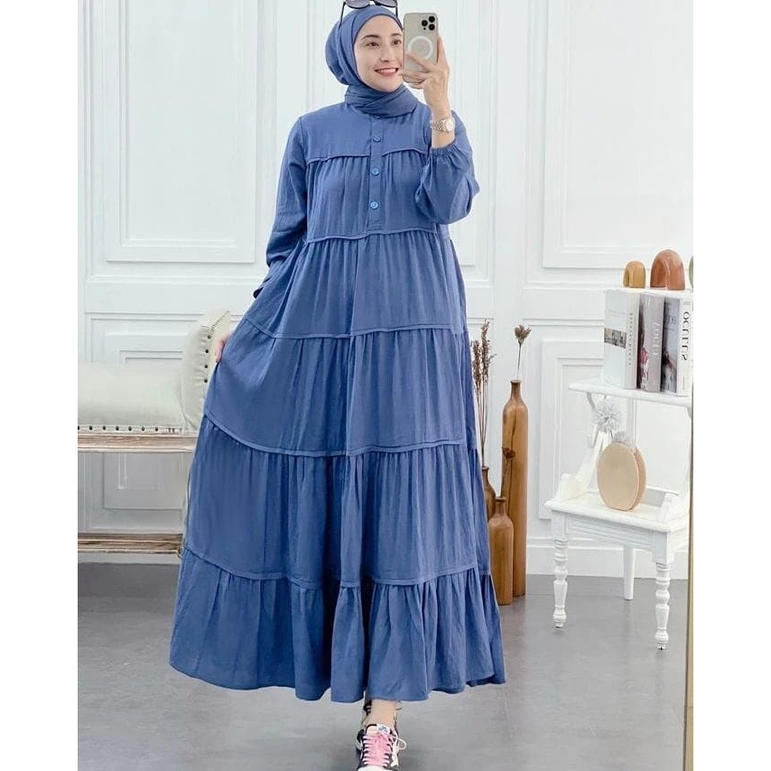 NEW - Inara Dress Busui Friendly Bahan Crinkle Gamis Wanita Lebaran Terbaru 2023 / DRESS WANITA KONDANGAN