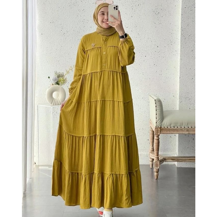 NEW - Inara Dress Busui Friendly Bahan Crinkle Gamis Wanita Lebaran Terbaru 2023 / DRESS WANITA KONDANGAN