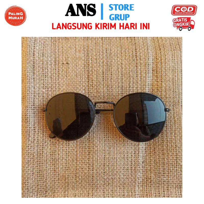 Kacamata Oval dan Bulat Hitam Frame Besi Kacamata Retro Korea/ Kacamata Unisex/ Kacamata Boboho & Ka