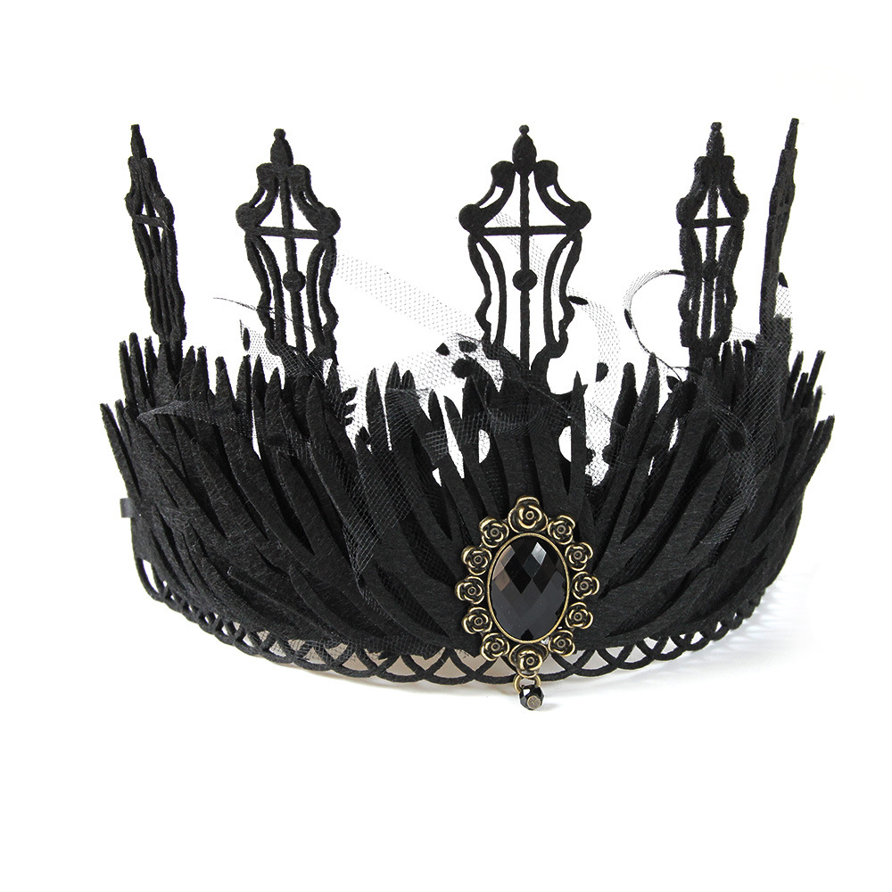 [ GOTH ] Aksesoris Kepala  Mahkota Raja Penyihir Mahkota Hitam / Head Accessories The Crown of the Witch King Black Crown 8032