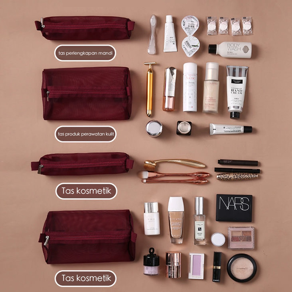 JAVASHOP Tas Make Up 4 in 1 Travel Kit Pouch Kosmetik Traveling Penyimpanan Alat Mandi Anti Air