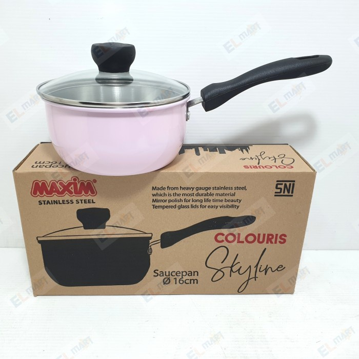 MASPION PANCI OLESIA 16 CM STAINLESS STEEL PANCI SUSU SAUCEPAN TUTUP KACA BISA KOMPOR INDUKSI