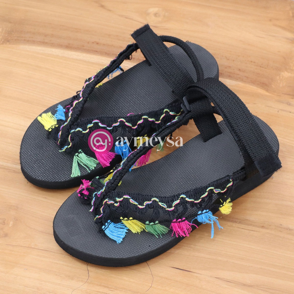 Sandal Wedges Boho Rumbai Etnik Bali Bohemian