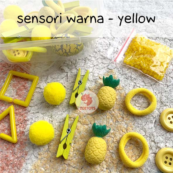 Zoetoys Sensori Warna | Sensory Bin Colored Red Yellow Green Pink | Paket Sorting Color Package Matching Warna Pompom Clothes Pin Waterbeads Kancing Penghapus Rantai Geo Kotak | Mainan Edukasi Anak