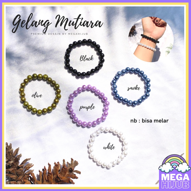 ( GELANG MUTIARA ELASTIS ) Gelang mutiara cantik gelang mutiara korea cewek premium