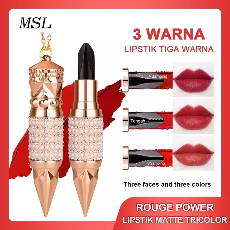 YZS Lipstick 3 in 1 Matte Lipstik Tiga Warna Longlasting Waterproof