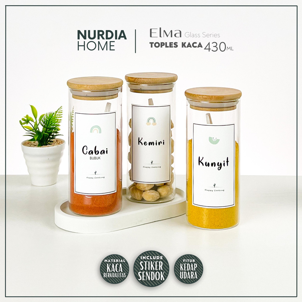 Toples Kaca 430 ml (Tempat Bumbu Kaca / Toples Bumbu Kaca / Botol Bumbu) by Nurdia Home - JG02