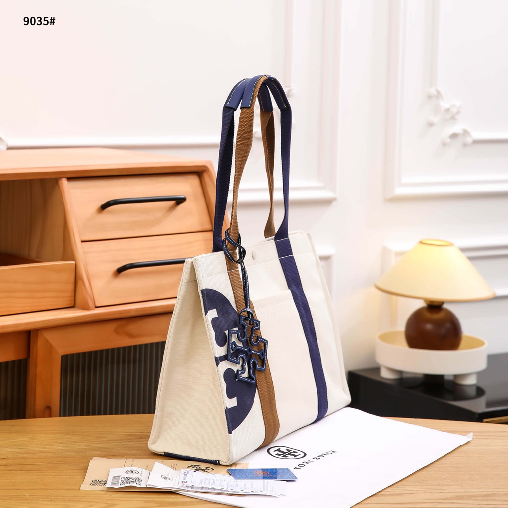 T 9035 Logo Tory Canvas Tote Bag