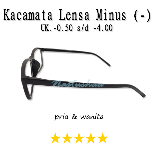 FREE KOTAK!! Kacamata Lensa Minus (-) Model Frame Kotak Hitam Glossy Tersedia Ukuran -0.40 s/d -4.00 Bahan Frame Plastik  Untuk Cowok Ataupun Cewek (Unisex)