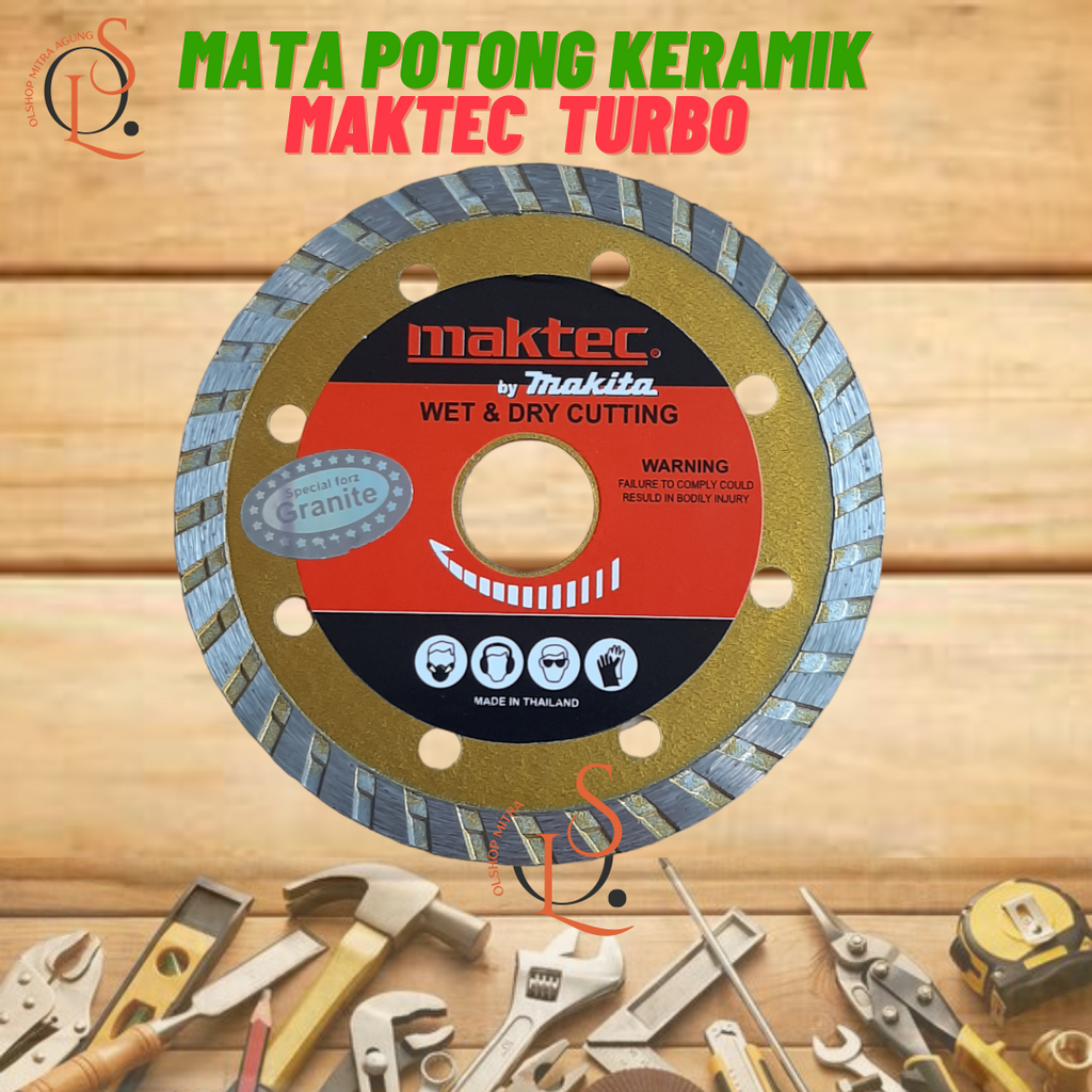 Maktec Mata Potong Keramik Granit Turbo Slim Kering Diamond Whel 4 inc OLS Diamond Wheel 4 In MAKTEC Pisau Potong Keramik 4 Inci