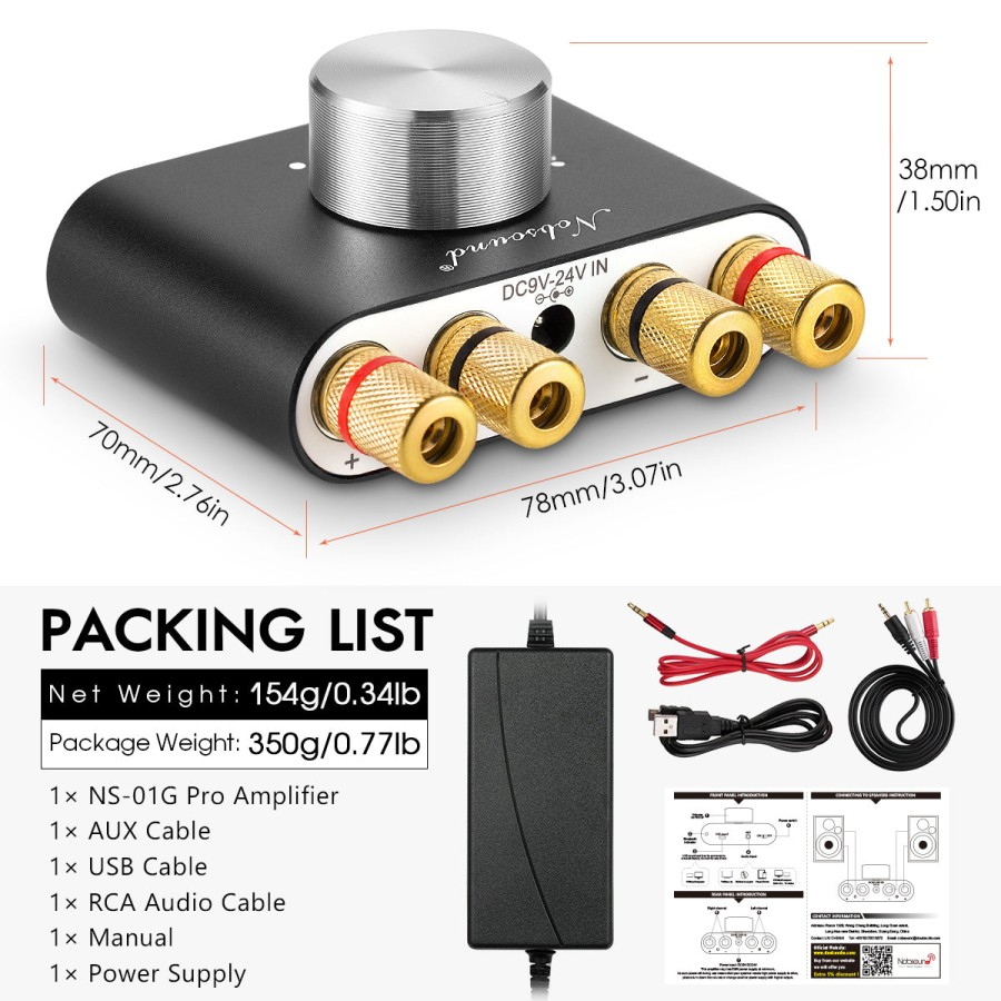 Nobsound Douk Audio NS-01G NS01G NS01 Pro Bluetooth Digital Amplifier