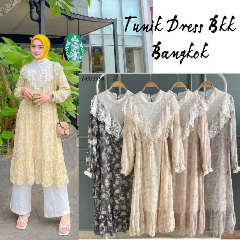 Long Tunik/Dress Renda Burklat BKK Bangkok Ceruty Import 1491159 PREMIUM