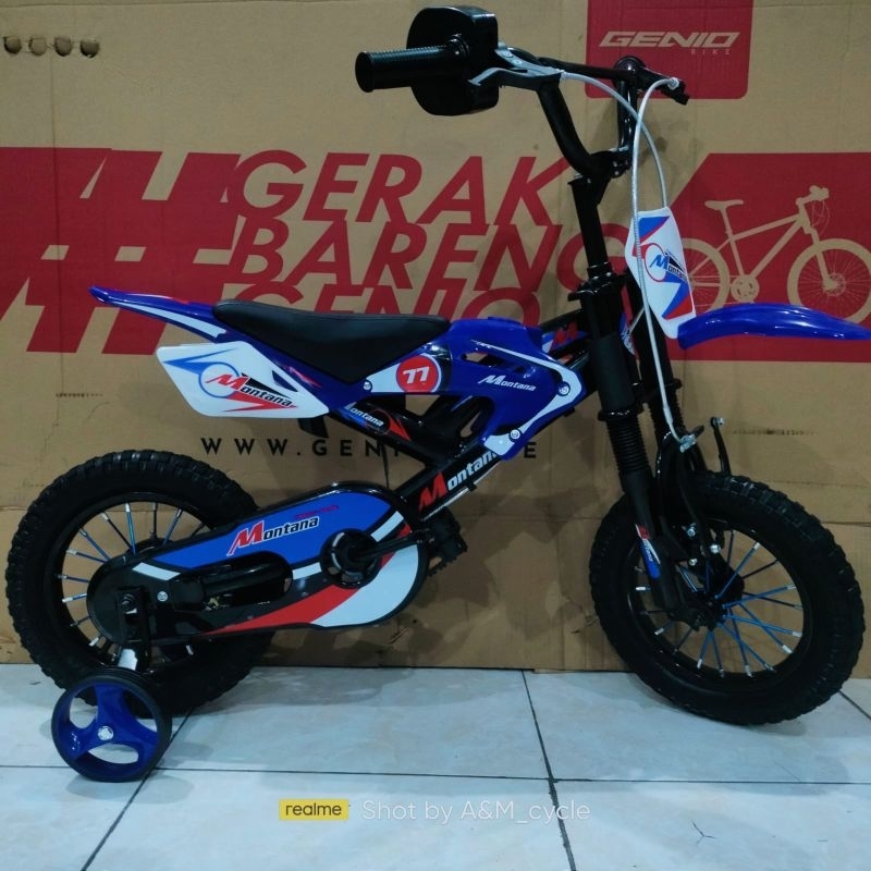 Sepeda anak 12 inchi BMX Montana Cross trail sepeda BMX model  motor trail bel gas motor mirip wimcy