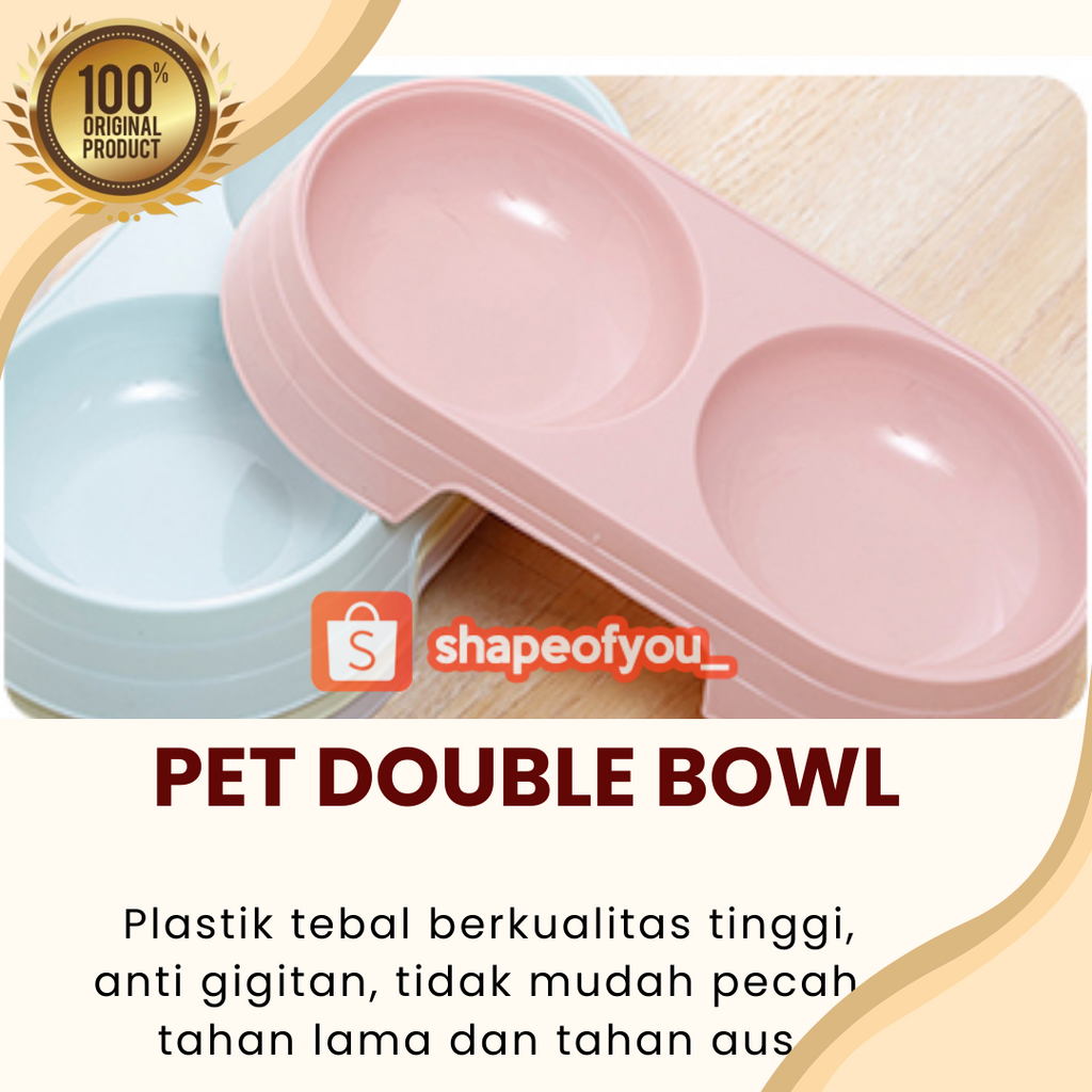 Mangkuk Makan Ganda 2 in 1 Kucing Anjing Anti Licin Anti Semut Tempat Makanan Minum Kucing Anjing Double Bowl