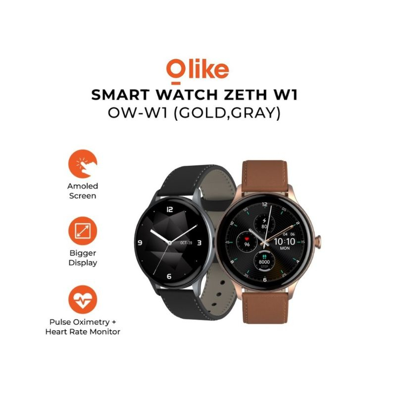 Olike Zeth W1 Smartwatch GPS Touch Screen Monitor Jam Tangan Pintar Olahraga Amoled Pulse Oximeter H