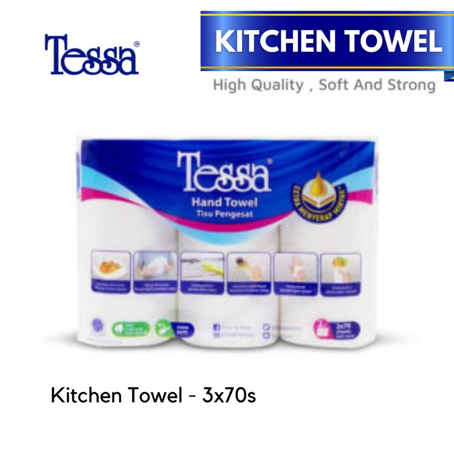 Tisu Dapur Tessa 70 sheets 2 ply isi 3 rol TTP01 sheet / Tissue Kitchen Towel Roll 70s 2ply bahan berkualitas