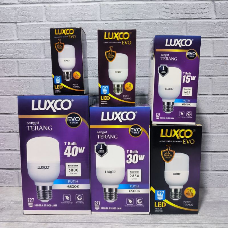 LAMPU LED T BULB LUXCO EVO 40W 40 WATT PUTIH GARANSI 1 TAHUN SNI BAGUS