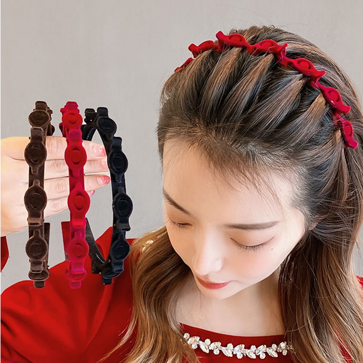 Bando Rambut Wanita 2in1 Jepit Bludru Premium Aksesoris Fashion Wanita Korea HOPYLOVY