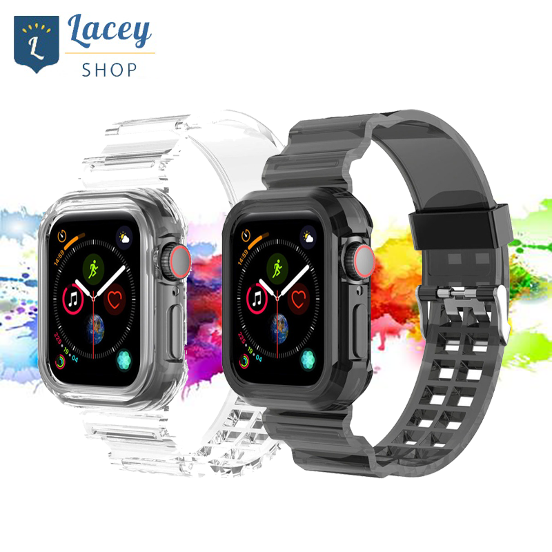 Strap Apple Watch Glacier Transparent Limited Edition iWatch 7 41mm 45mm 360° Protective TPU Band