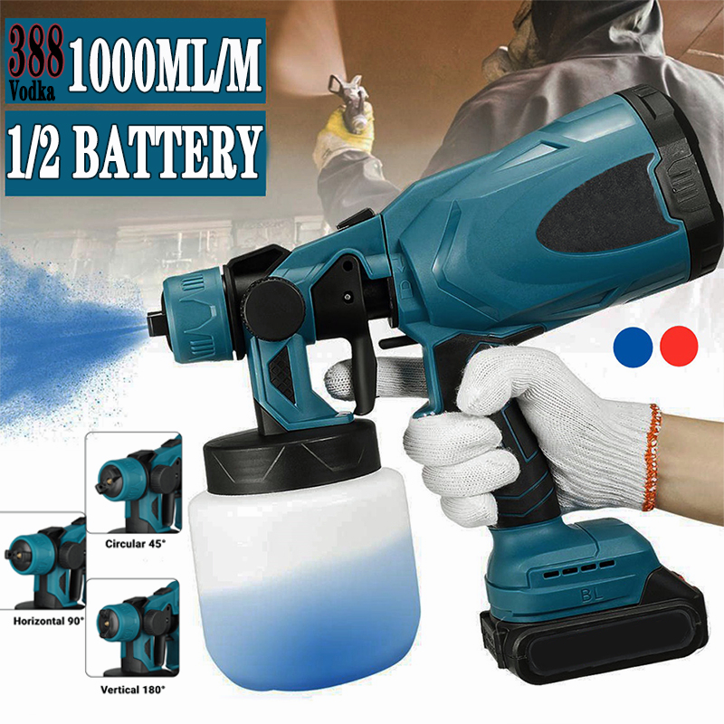1000ML Electric spray gun Cordless spray cat gun 388 Volt alat semprot cat Mesin cat semprot elektri