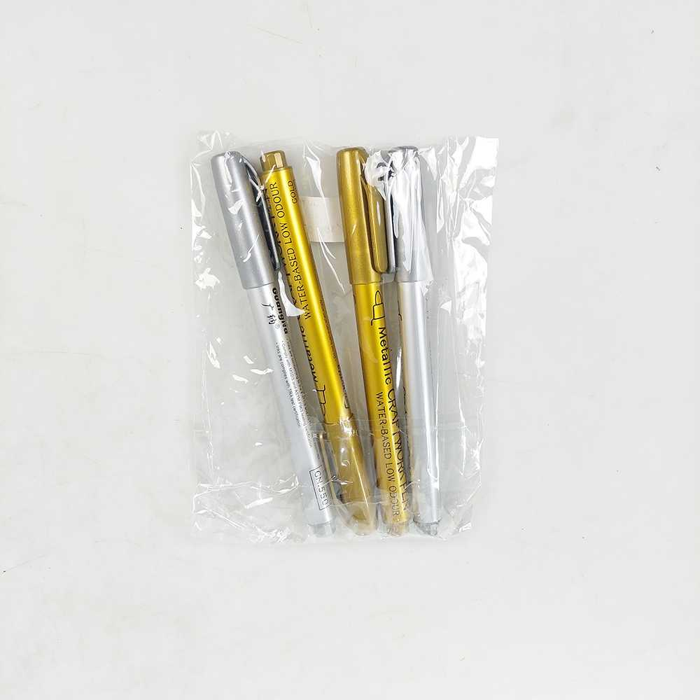 Spidol Permanen Marker Metallic Chrome Gold Silver 1.5mm 4 PCS Sepidol Dekorasi Tinta Permanen Multifungsi