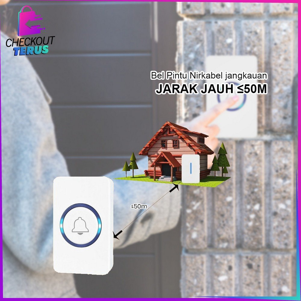 CT C847 Bel Rumah Wireless Tanpa Kabel Nirkabel Waterproof Remote 1 Transmitter 1 Receiver Door Bell Rumah Kantor