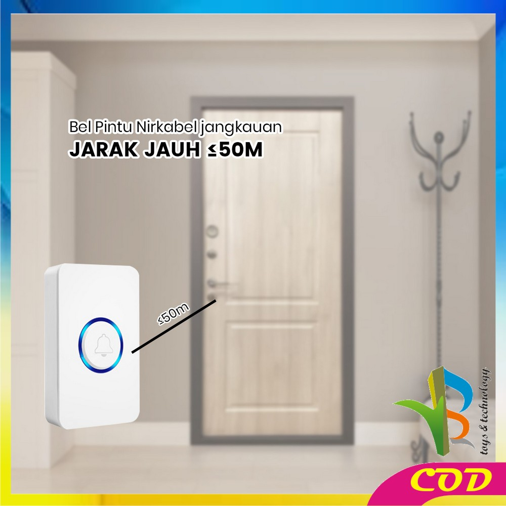 RB-C847 Bel Rumah Wireless Tanpa Kabel Nirkabel Remote 1 Transmitter 1 Receiver / Wireless Door Bell Rumah Kantor Waterproof