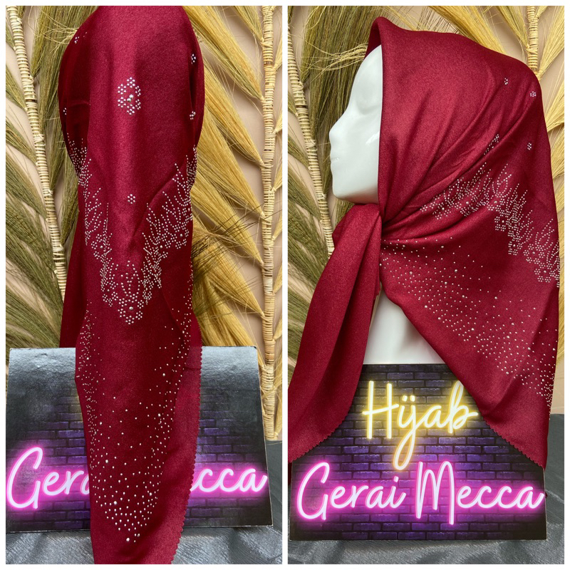 Hijab Segi Empat Payet Press Sinar Glowing Lasercut