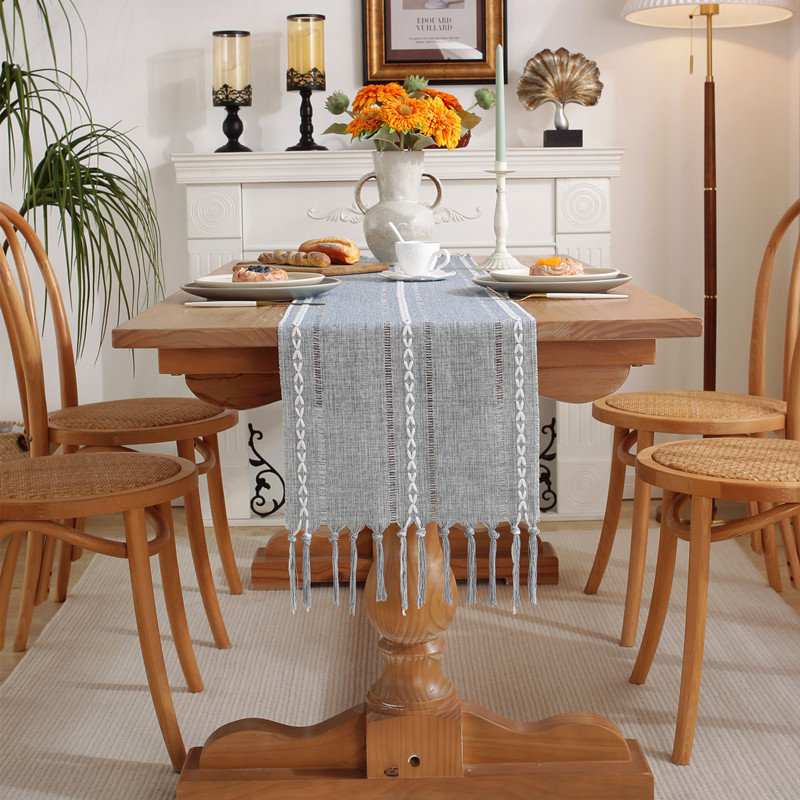 Tassel Table Runner / Taplak Meja Makan Tamu Rajut Simple Macrame Aesthetic Scandinavian Renda