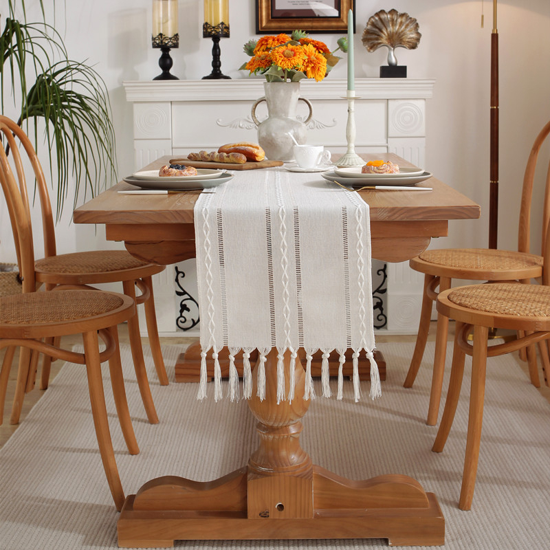Tassel Table Runner / Taplak Meja Makan Tamu Rajut Simple Macrame Aesthetic Scandinavian Renda