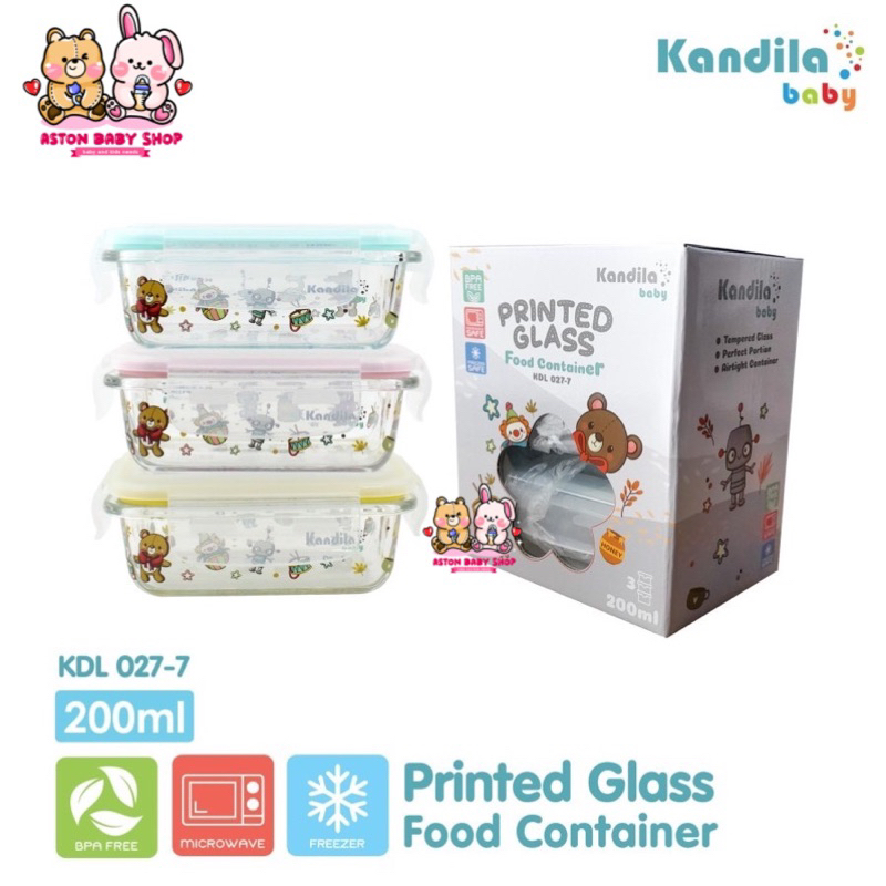 Kandila Baby Glass Food Container 3 x 200 ml KDL027-7 Kotak Mpasi Wadah Mpasi