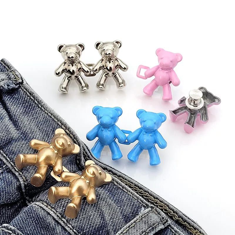 Kancing Jeans Boneka Beruang Bahan Metal Dapat Di Lepas Kancing Celana Kebesaran Ikat Pinggang