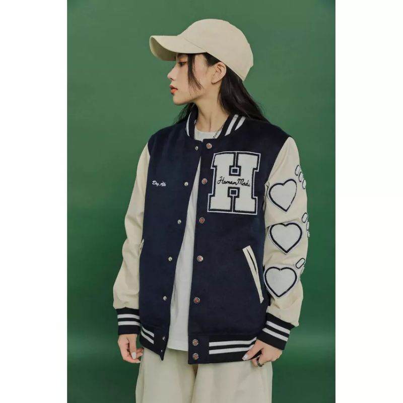 Size s-5xl Jaket Varsity Bomber Baseball Day Alls H Human Made Unisex Pria Wanita Oversize Premium F