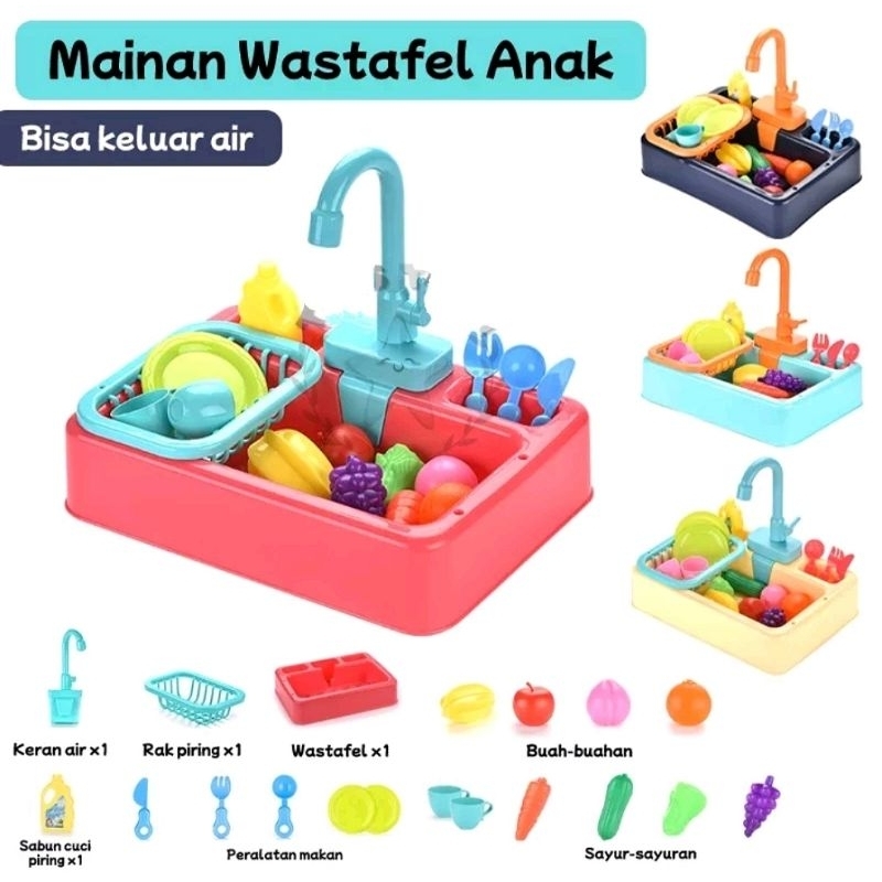 Mainan Wastafel Cuci Piring Anak / Mainan Cuci Piring Buah Sayur / Mainan Wastafel Keluar Air