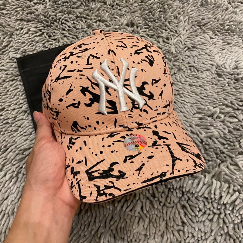 Topi Cap Tiedye baseball korea / Topi Baseball Unisex Cap Bordir Casual Hat Pink Logo White Free Goodiebag