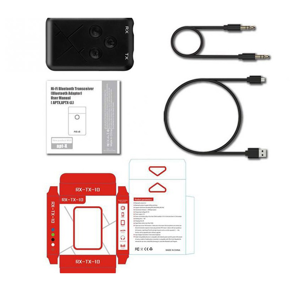 DigRepair Audio Bluetooth Receiver Transmitter 5.0 Stereo AUX RCA AptX - TX-10 - Black